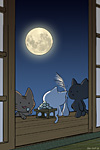 Wallpaper Viewing moon of Cat