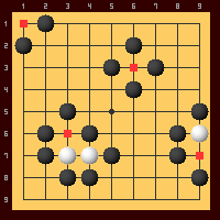 4.Area that is surrounded by opponent's stone can not hit